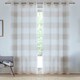 image 5 of Pair of Santorini Natural Linen Look Stripe Panels with Eyelet Header 137CM
