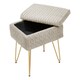 image 3 of Living and Home Rectangle Upholstered Storage Ottoman Vanity Stool Cream