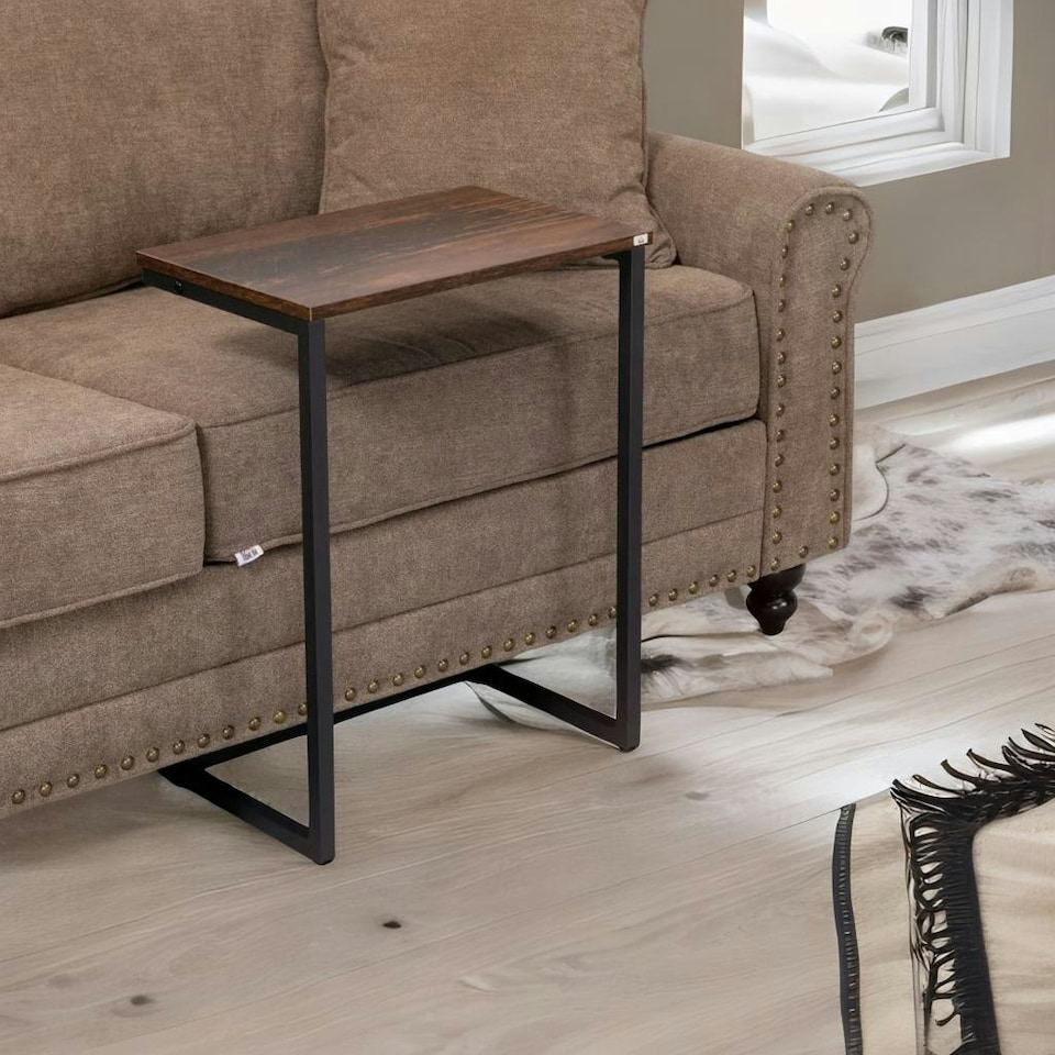 image 1 of Set Of 3 C-Shaped Nesting Tables Rustic Brown Brown