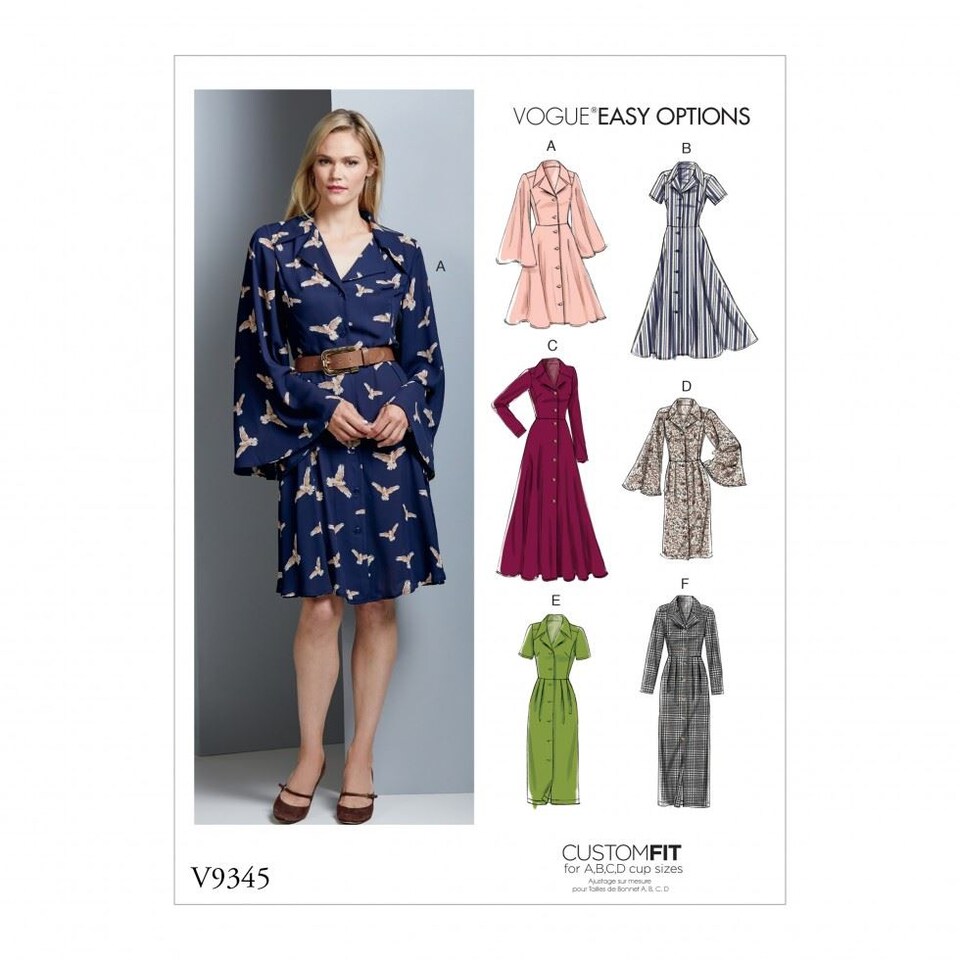 image 1 of Vogue 9345 Paper Sewing Pattern – Women’s Dress, Size A5 (6–8–10–12–14), Easy