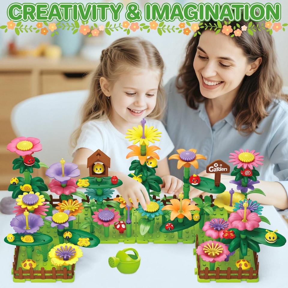 image 1 of 191 PCS Flower Garden Building Toys for Girls STEM DIY Construction Playset for Kids