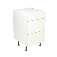 3 Drawer Base Unit 500mm w/ Slab Cabinet Door - Ultra Matt White White | Ultra Matt White
