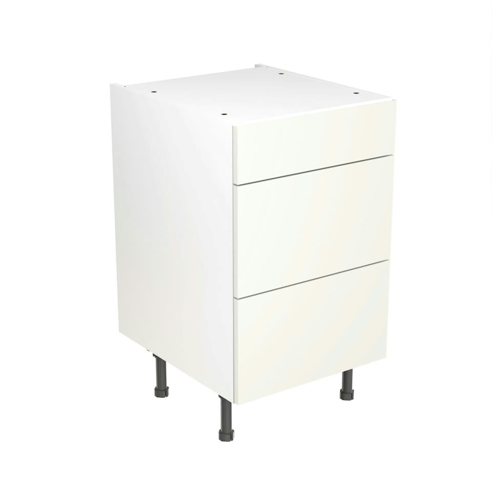 image 1 of 3 Drawer Base Unit 500mm w/ Slab Cabinet Door - Ultra Matt White White | Ultra Matt White