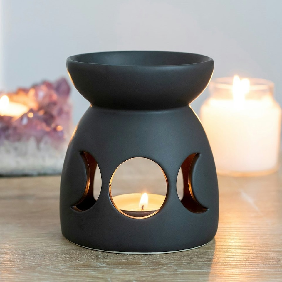 image 1 of Something Different Triple Moon Oil Burner - Black - One Size