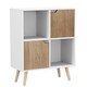 image 1 of White 4-Cube Storage Unit with 2 Wooden Doors and Legs | Brown | Oak & Pine | 1