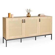 VonHaus Rattan Sideboard with 3 Storage Doors & 6 Shelves