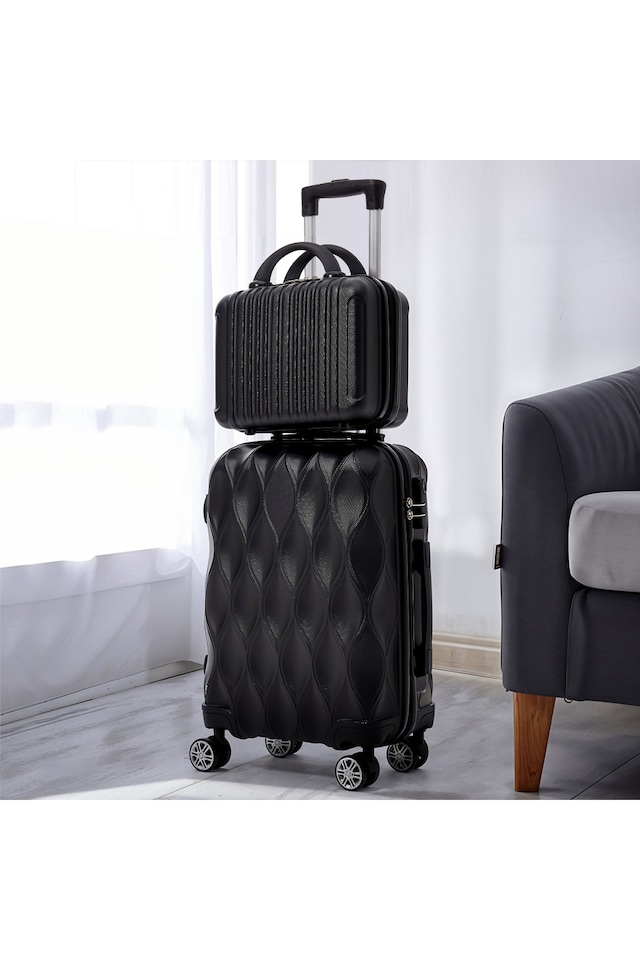 image 1 of Living and Home 2-Piece Hard Shell Suitcase Set - Black 20" & 14"