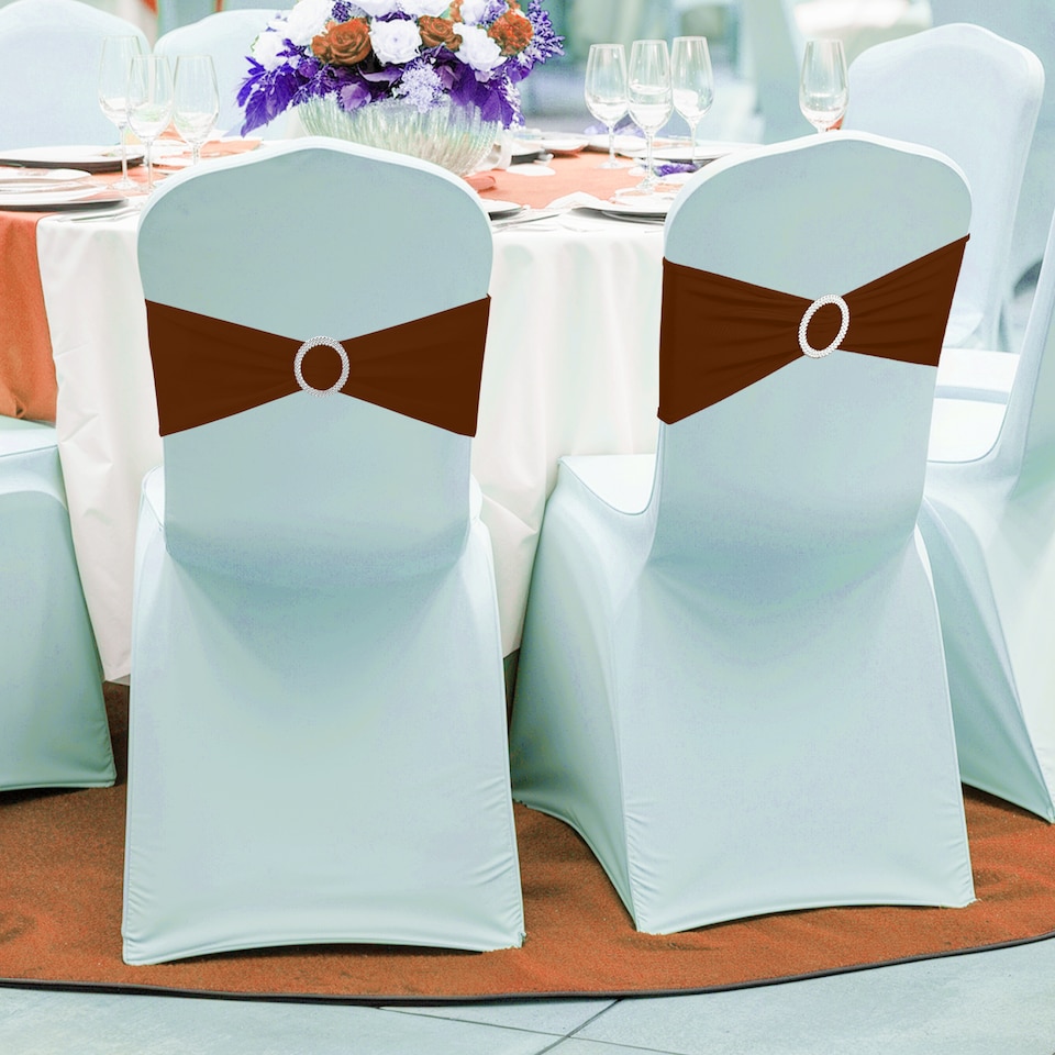 image 1 of 13"x5" Spandex Chair Bands with Slider Buckle, Elastic Chair Sash - 1pc