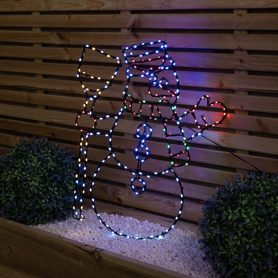 image 1 of 59cm x 45cm Light up FlexiBrights Christmas Snowman Silhouette with 238 Multi-Coloured LEDs