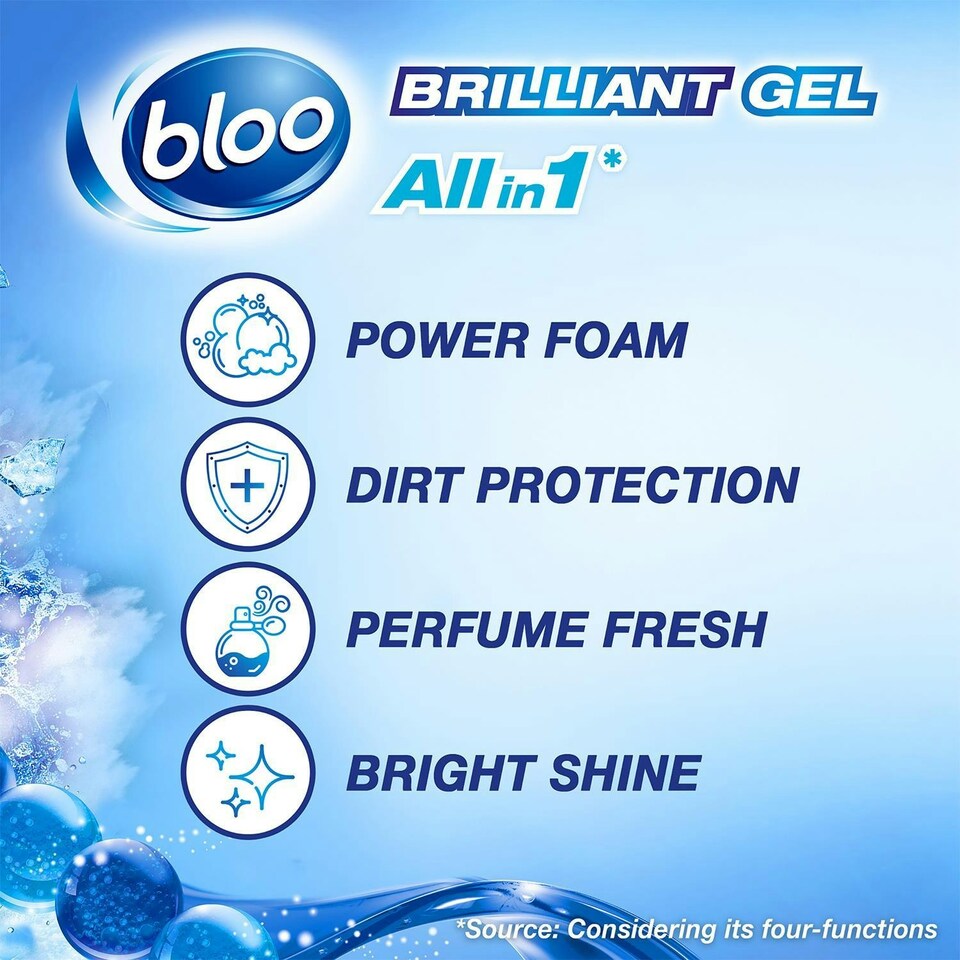 image 1 of Bloo Toilet Rim Block Brilliant Gel All in 1 Cleaner Arctic Ocean Scent 42g 14pk