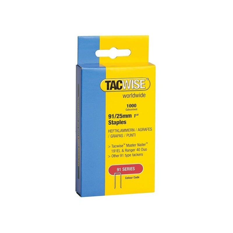Tacwise 91 Series Staples - Multi Colour - 25mm