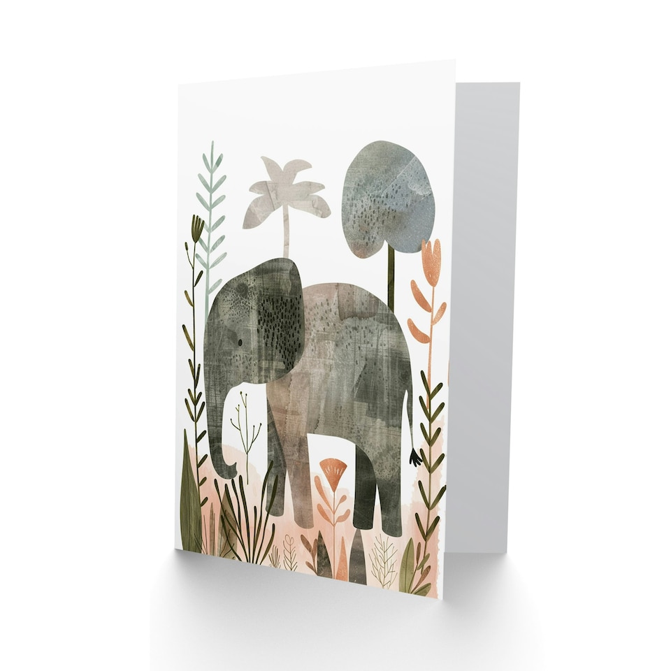 image 1 of Safari Nature Cute Animal Kids Elephant Child Kids Birthday Card