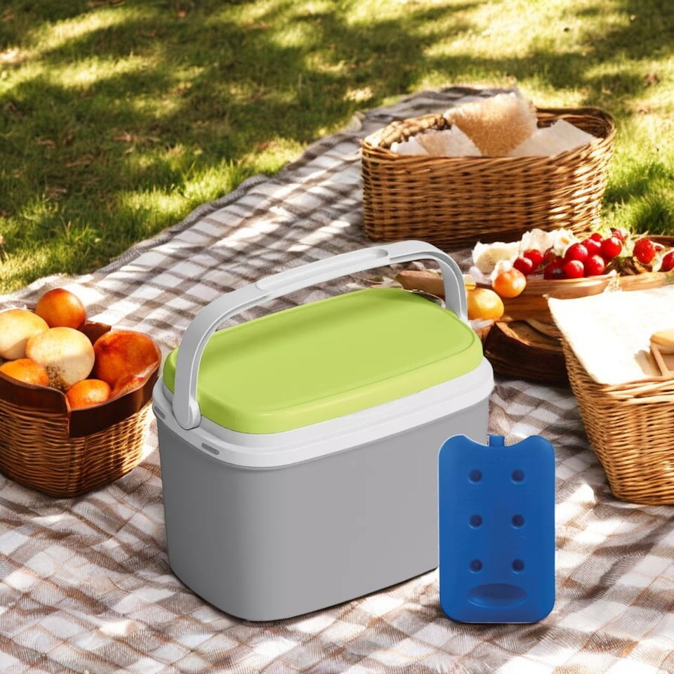 image 1 of 6L Cooler Box for Camping & Beach With Ice Packs | Green | 1