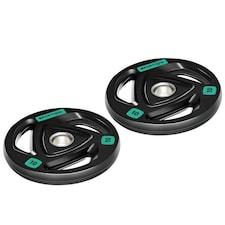 SPORTNOW Two 10kg Olympic Weight Plates for Barbell, with Tri-Grips