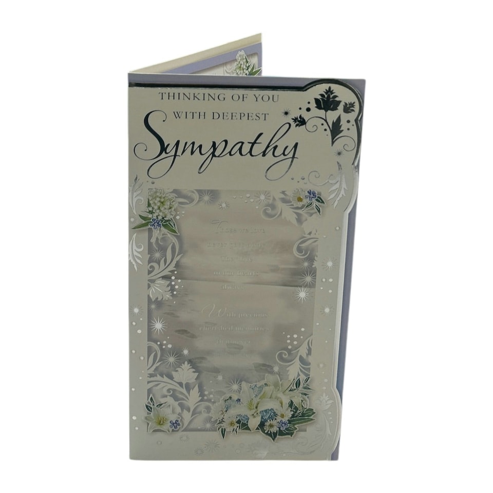 image 1 of Thinking Of You White Flowers Design Opacity Sympathy Card