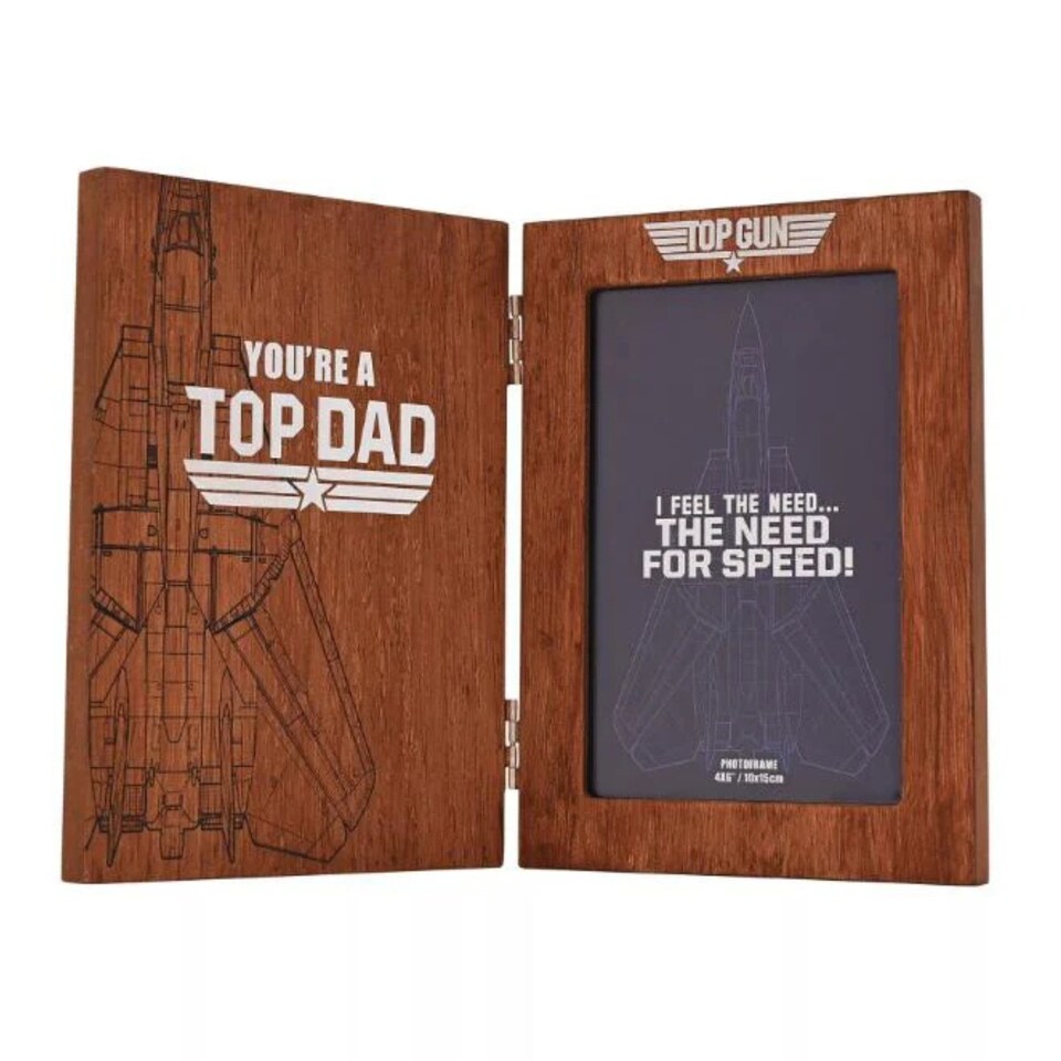 image 1 of Top Gun Top Dad Folding Photo Frame Brown