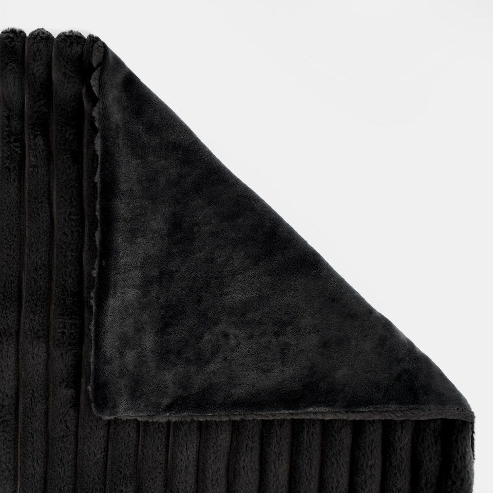 image 1 of OHS Faux Fur Ribbed Fleece Throw Blanket Winter Warm Supersoft