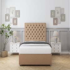 Sloomy Mayfair Latte Dumfries Divan Bed With Mattress No Drawers With 54" Floor Standing Headboard 6' Super King | Brown | Latte | Super King | 1