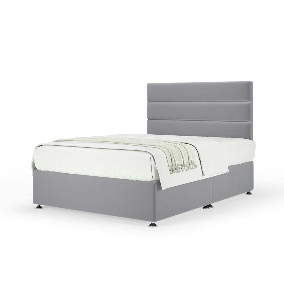image 1 of Majestic 1000 Pocket Sprung Silver Plush Velvet Divan Set And Milan Headboard Super King