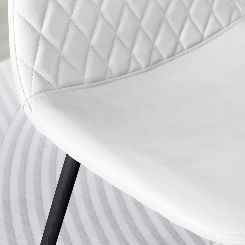 image 1 of Furniturebox 2x Corona Black Leg White Faux Leather Dining Chair