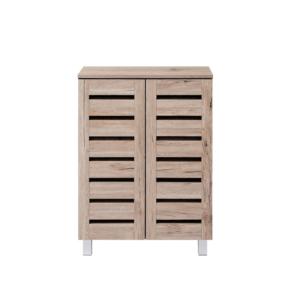 image 1 of Euston Modern 2 Door Shoe Storage Cabinet Brown