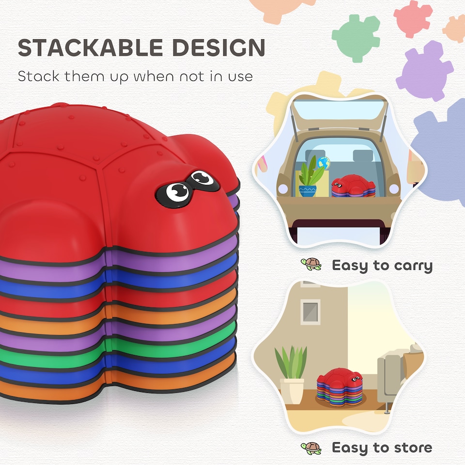 image 1 of AIYAPLAY 9PCs Kids Stepping Stones, Turtle-Shaped Stackable Balance Stones