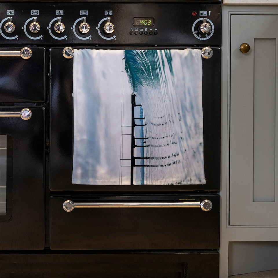 image 1 of Ocean ideal wave in ocean. Breaking blue waves (Kitchen Towel)