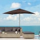 image 2 of Outsunny Wooden Garden Parasol Sun Shade Patio Umbrella Canopy Dark Coffee