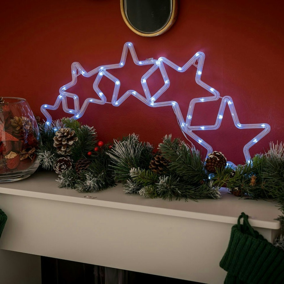 image 1 of ValueLights Christmas Star Arch White Illuminated Decoration and Integrated LED 2.4W Cool White Bulb