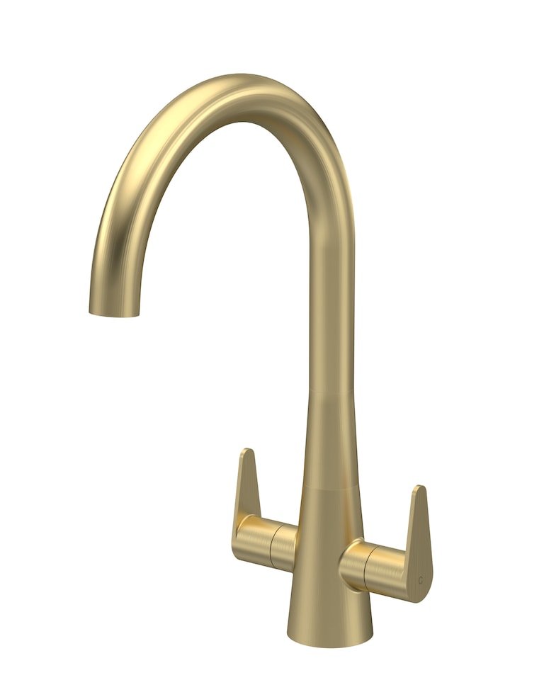 image 1 of Situla Kitchen Mono Mixer Tap Dual Lever Brushed Brass 398mm | Copper | Brushed Brass | 1