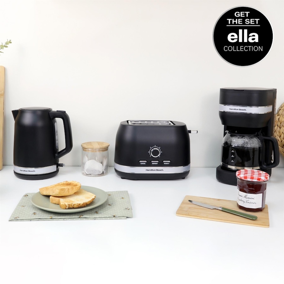 image 1 of Hamilton Beach Ella Black Kettle & Toaster Set