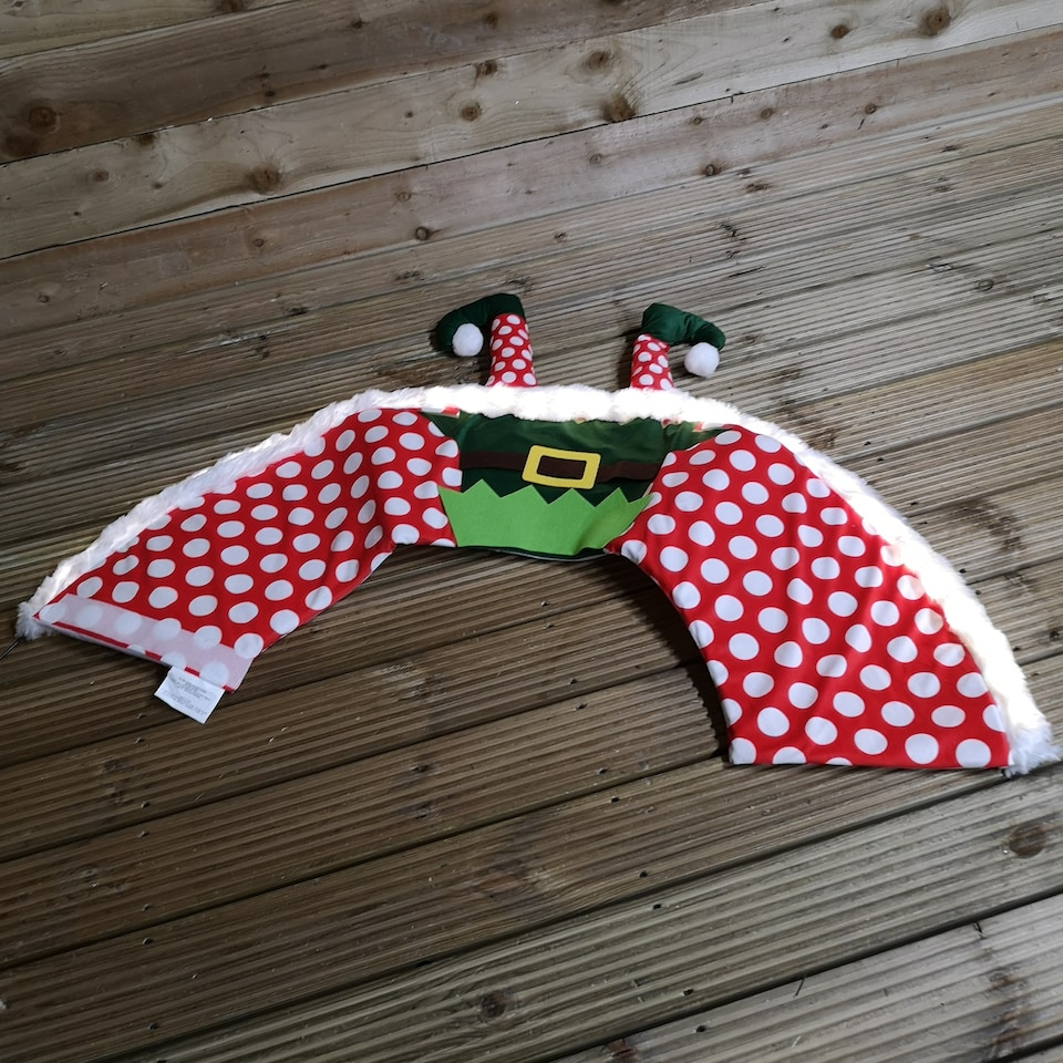 image 1 of 60cm Elf USB LED Fabric Christmas Tree Skirt with Timer Function in Warm White