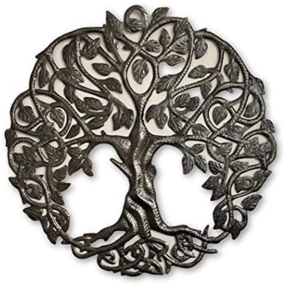 image 1 of Tree of Life Metal Wall Decor - Large 59cm (23") Iron Art for Garden & Home Indoor/Outdoor Wall Hanging