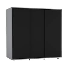 120cm 3 Sliding Doors Children Kids Wardrobe Bedroom Storage Closet Hanging Rail | Multi | Grey with Black Doors | 1