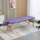 image 2 of HOMCOM Wooden Folding Massage Table w/ 2 Sections, Bag, Purple