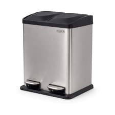 30L Stainless Steel Double Compartment Pedal Kitchen Waste Bin | Silver