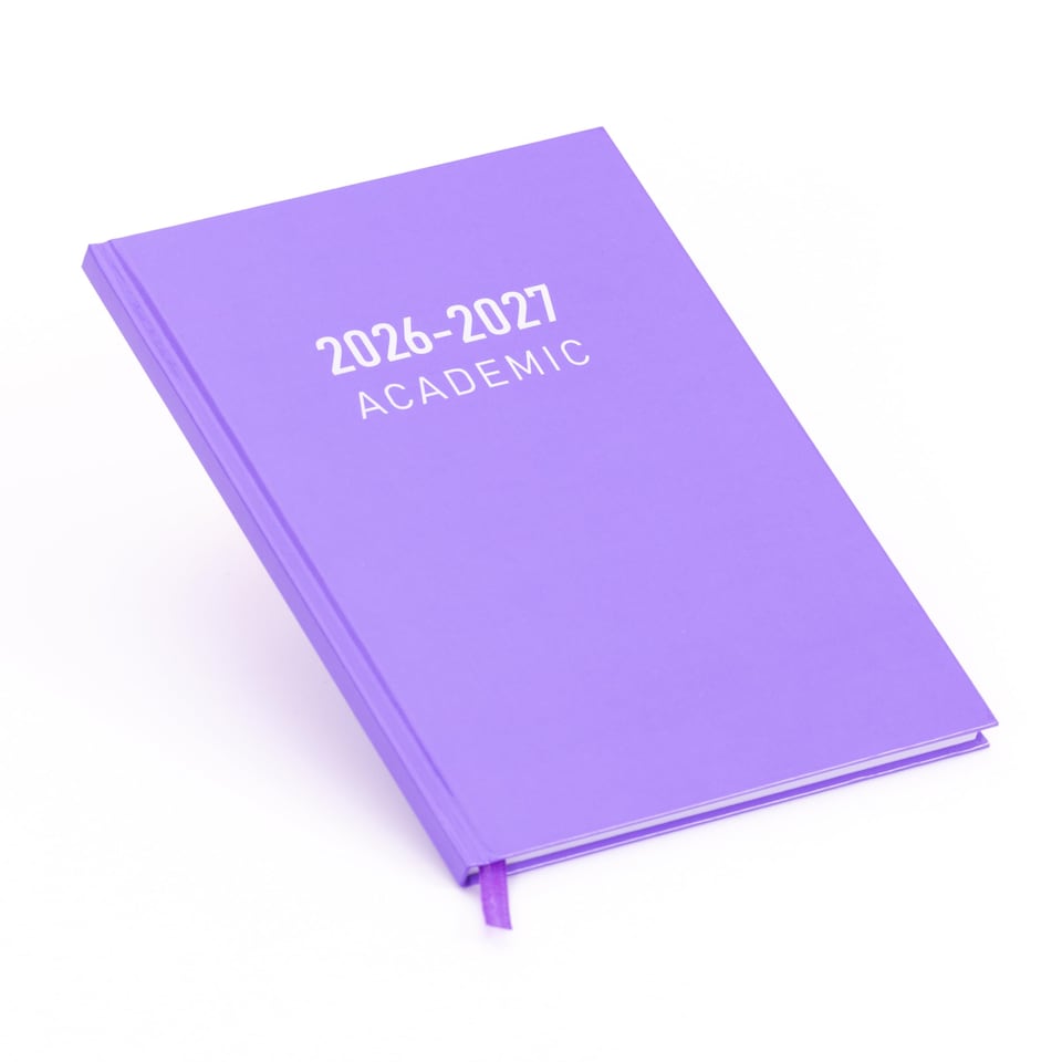 image 1 of 2026 2027 Academic Diary A5 Week to View - Mid Year Student Planner August 2026 to July 2027 - Hardback School College Organiser with Ribbon Bookmark (Purple) | Purple | Purple