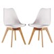 image 10 of Set of 2 Scandinavian Dining Chairs with Leather Cushions Solid Wood Legs Black