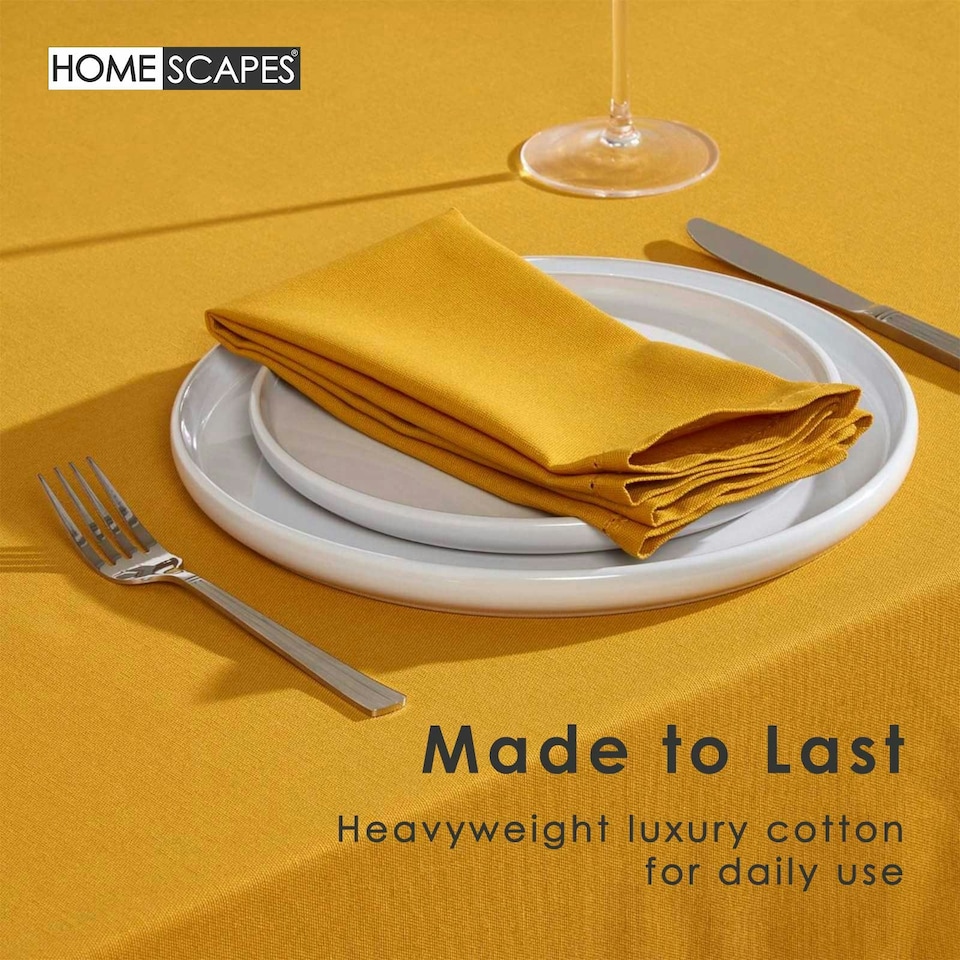 image 1 of Homescapes Mustard Yellow Tablecloth - 178 x 300 cm Yellow