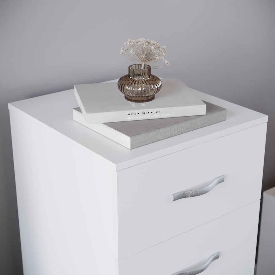 image 1 of Vida Designs Riano 5 Drawer Narrow Chest of Drawers Bedroom Storage, White