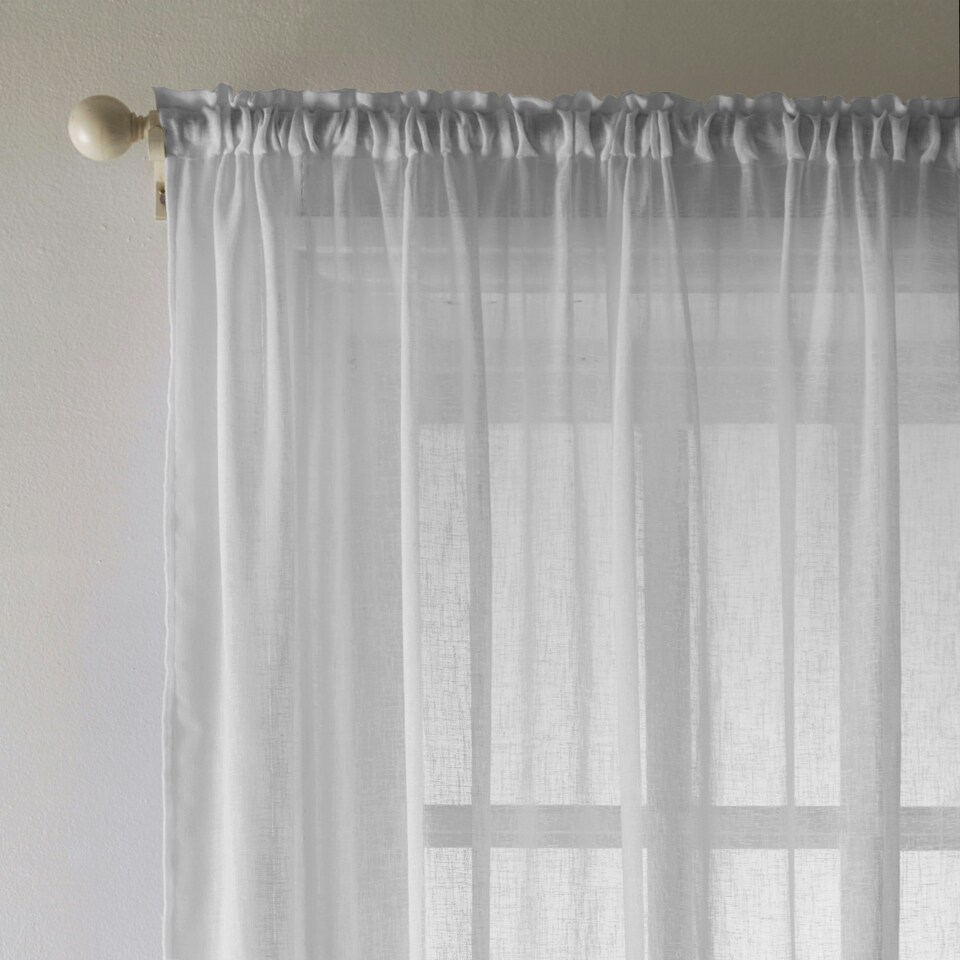 image 1 of Pair of Eden Silver 100% Recycled Voile Panels 183 cm (72 inch) Rod Pocket Panels for Bedroom and Living Room