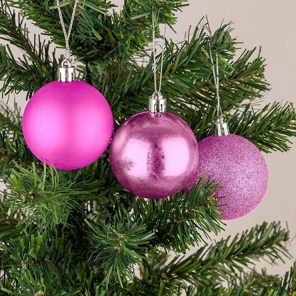 image 1 of Pink Baubles - 6cm, 18-Piece Set, PVC