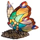 image 1 of Beautiful Handmade Multi-Coloured Glass Butterfly Tiffany Lamp with Bronze Base | Multi