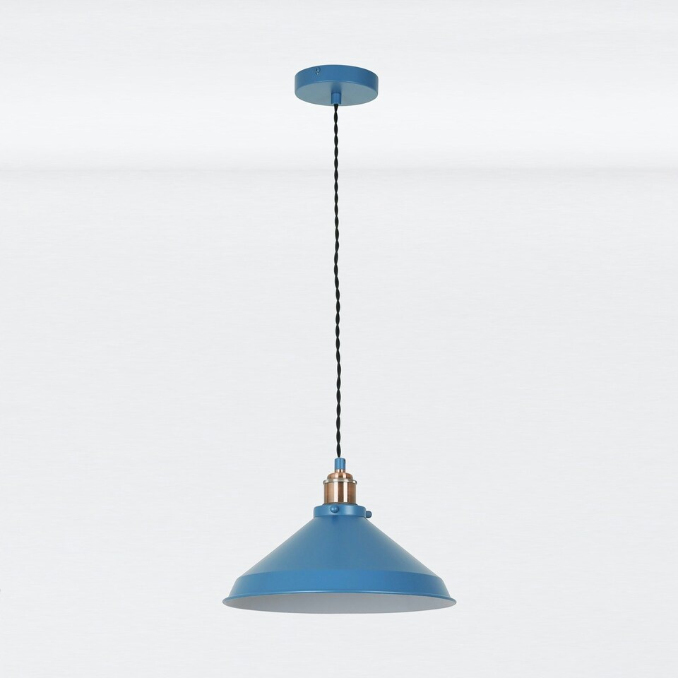 image 1 of First Choice Lighting Set of 2 Maxwell Mirage Blue Brushed Copper Ceiling Pendant Lights Blue | Copper