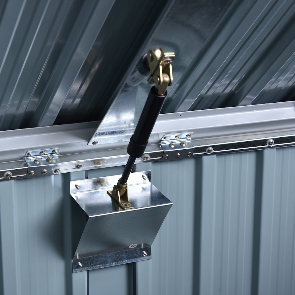 image 1 of Outsunny 2-Bin Corrugated Steel Rubbish Storage Shed w Locking Doors