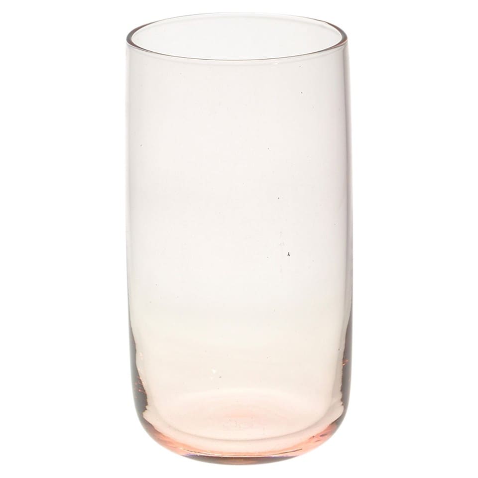 image 1 of Modern Drinking Coloured Glasses Water Dining Juice Tumbler | Clear | Pink 365ml | Set of 12