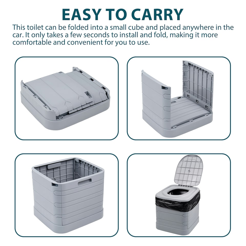 image 1 of 24L PORTABLE FOLDING CAMPING TOILET COMPACT POTTY LOO CARAVAN PICNIC FISHING