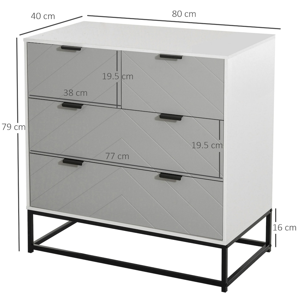 image 1 of HOMCOM Modern Chest of 4 Drawers Sideboard Dresser for Bedroom Living Room