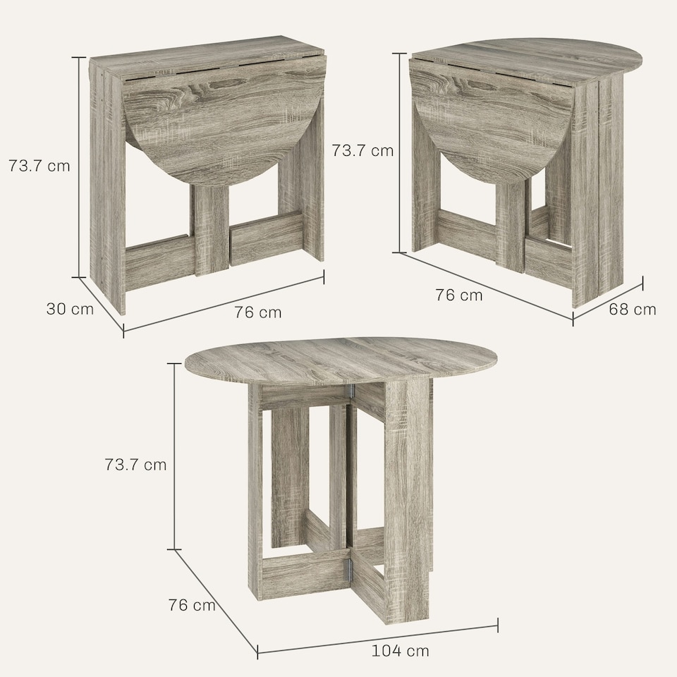 image 1 of HOMCOM Folding Dining Table Foldable Drop Leaf Dinner Table for Kitchen Grey