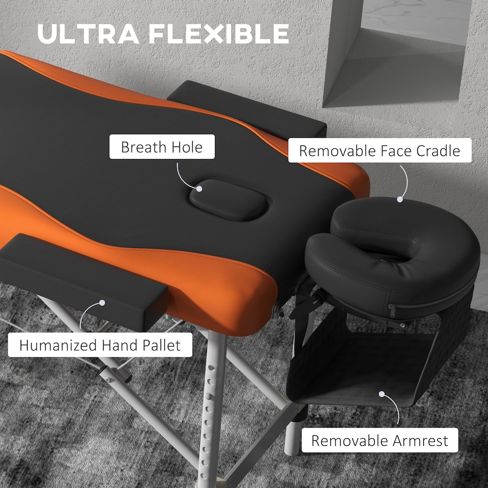 image 1 of HOMCOM Portable Massage Table Beauty Therapy Sofa Bed Spa Aluminium Orange